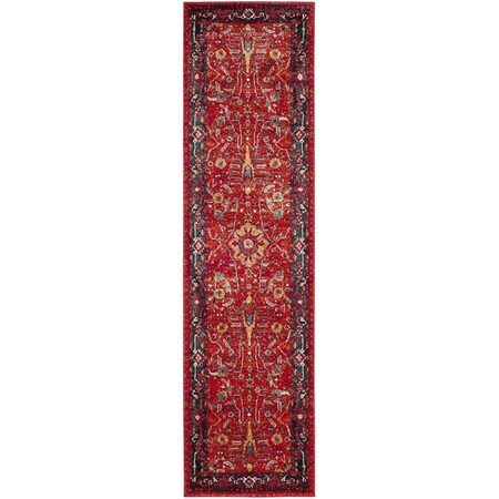 Flowers First 2 ft. 3 in. x 8 ft. Vintage Hamadan Power Loomed Runner Rug, Orange & Navy FL1868191
